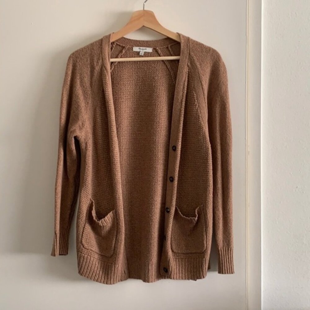 Madewell Textured Brown Cardigan with Front Pockets